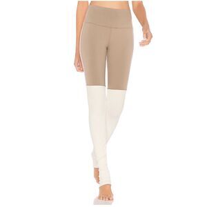 Alo Yoga Goddess High Waist Legging in Gravel & Pristine Yoga Dance Size XS #873